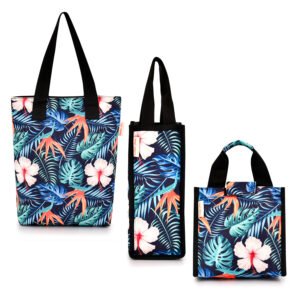 Ember Tote Lunch Box Combo (Tropical Leaf)(Set of 3 bags)